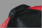 Men's Black & Red Lambskin Premium Original Leather Racer Jacket with Quilted Shoulders