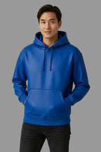 Men's Royal Blue Premium Lambskin Original Leather Pullover Hoodie
