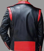 Men's Black & Red Two-Tone Biker Original Premium Leather Jacket