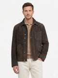 Men's Dark Brown Premium Suede Original Leather Shirt Jacket
