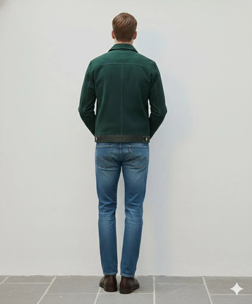 Men's Forest Green Suede Original Premium Leather Jacket