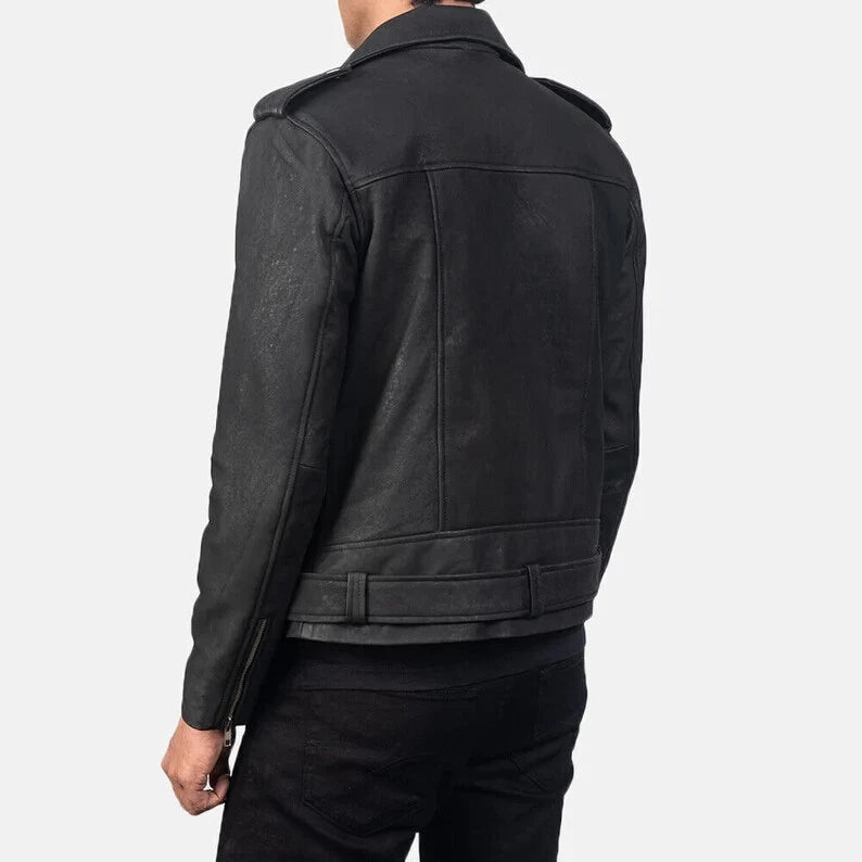 Men's Premium Black Suede Asymmetric Biker Original Leather Jacket