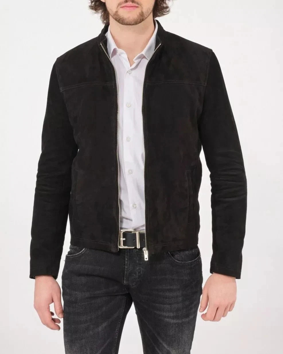 Men's Black Suede Racer Premium Original Leather Jacket