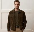 Men's Olive Green Suede Premium OriginalLeather Trucker Jacket