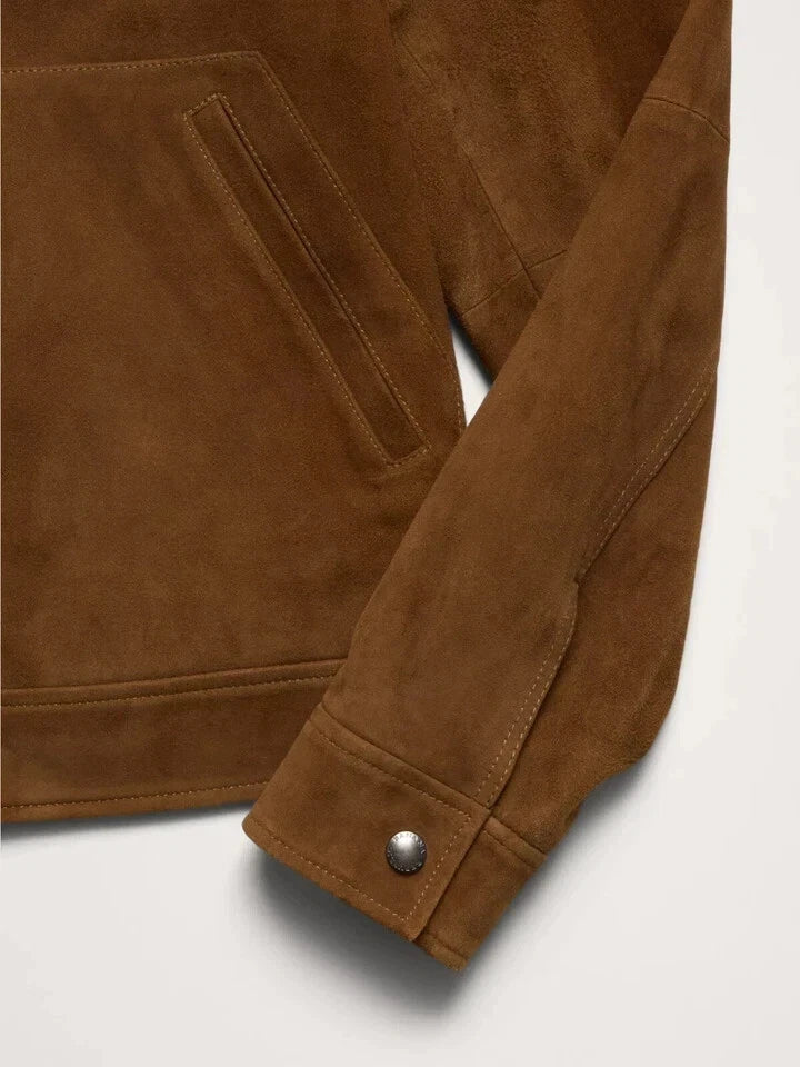 Men's Brown Suede Original Leather 4-Pocket Jacket