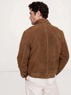 Men's Brown Suede Original Leather 4-Pocket Jacket