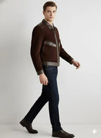 Men's Dark Brown Suede & Leather Original Premium Biker Jacket
