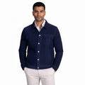 Men's Navy Suede Snap-Button Shirt Premium Original Jacket