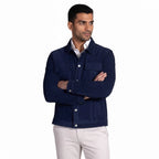 Men's Navy Suede Snap-Button Shirt Premium Original Jacket