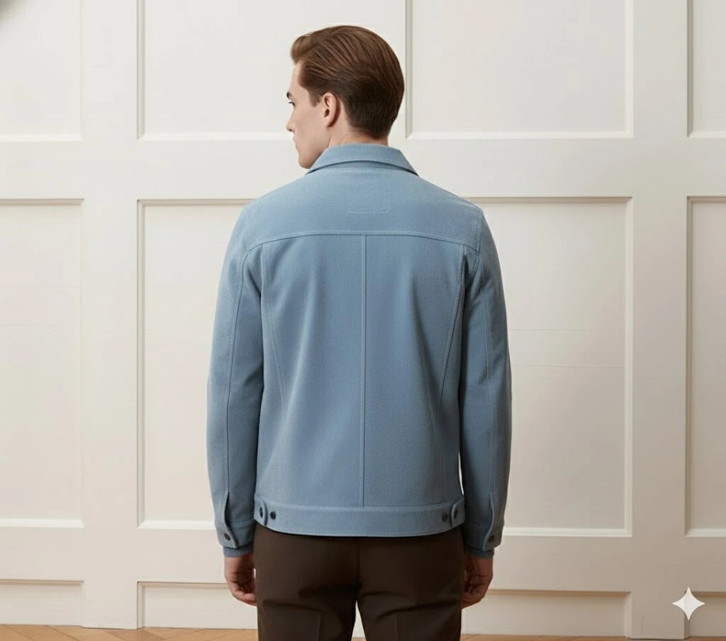 Men's Sky Blue Suede Premium Original Leather Shirt Jacket