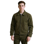 Men's Olive Green Suede Premium Original Leather Harrington Jacket