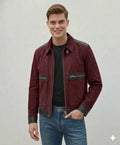 Men's Burgundy Two-Tone Suede Original Leather Jacket