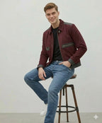 Men's Burgundy Two-Tone Suede Original Leather Jacket