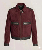 Men's Burgundy Two-Tone Suede Original Leather Jacket