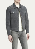 Men's Premium Grey Suede Original Leather Trucker Jacket