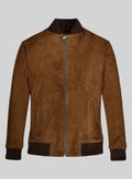 Men's Brown Suede Original Leather Premium Bomber Jacket