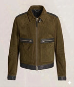 Men's Olive Green Two-Tone Suede Premium Original Leather Jacket