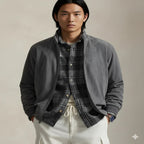 Men's Washed Charcoal Grey Suede Premium Original Leather Harrington Jacket