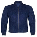 Men's Royal Navy Blue Suede Original Premium Leather MA-1 Bomber Jacket