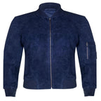 Men's Royal Navy Blue Suede Original Premium Leather MA-1 Bomber Jacket