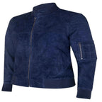 Men's Royal Navy Blue Suede Original Premium Leather MA-1 Bomber Jacket