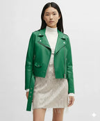 Women's Lambskin Premium Original Leather Classic Biker Jacket