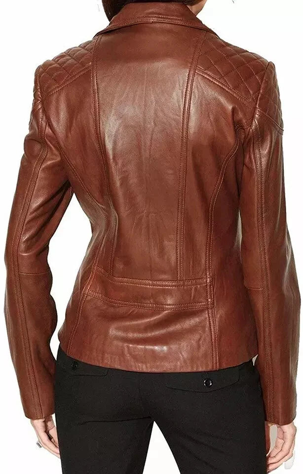 Women's Tan Brown Zip Original Premium Leather Jacket – Kamercio Leather