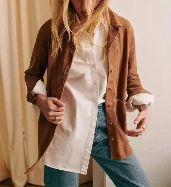Women's Brown Lambskin Premium Original Suede Leather Jacket