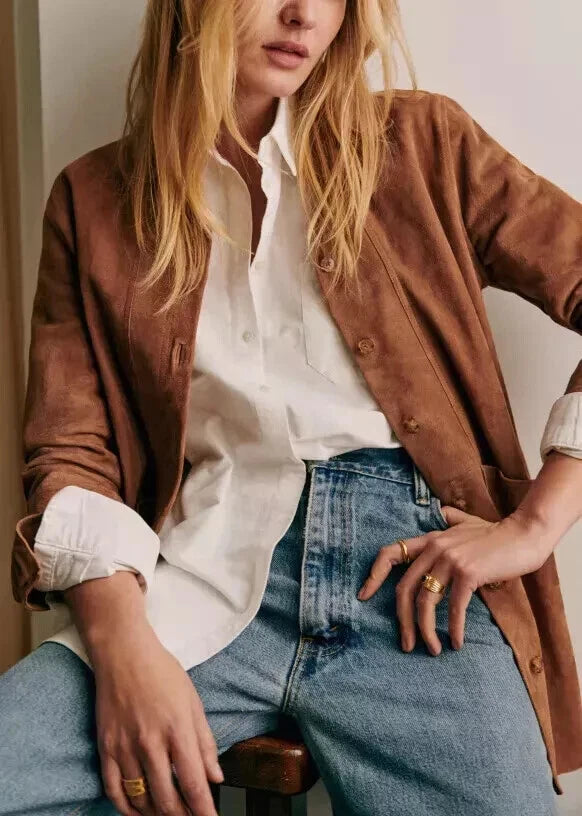 Women's Brown Lambskin Premium Original Suede Leather Jacket