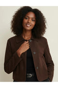 Women's Dark Brown Lambskin Premium Original Leather Button-Front Jacket