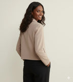 Women's Stone Beige Premium Lambskin Original Leather Button-Front Jacket