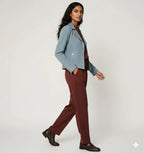 Women's Blue Lambskin Premium Suede Original Leather Biker Jacket