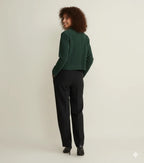 Women's Forest Green Lambskin Premium Original Leather Cropped Button-Front Jacket