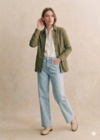 Women's Olive Green Suede Premium Original Leather Shirt Jacket