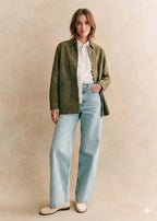 Women's Olive Green Suede Premium Original Leather Shirt Jacket