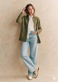Women's Olive Green Suede Premium Original Leather Shirt Jacket