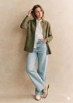 Women's Olive Green Suede Premium Original Leather Shirt Jacket