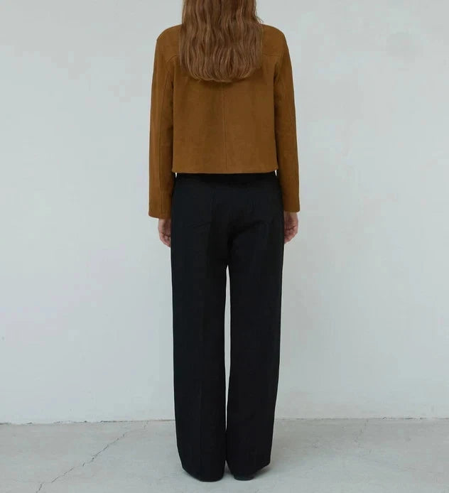 Women's Brown Cropped Lambskin Premium Original Leather Jacket