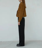Women's Brown Cropped Lambskin Premium Original Leather Jacket