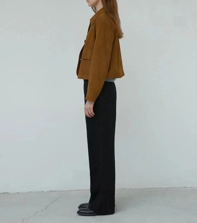 Women's Brown Cropped Lambskin Premium Original Leather Jacket