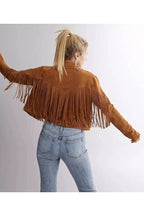 Women's Brown Suede Fringe Moto Original Premium Leather Jacket