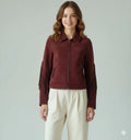 Women's Burgundy Suede Fringe Sleeve Western Original Premium Leather Jacket