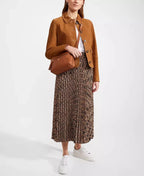 Women's Tan Suede Original Leather Chore Jacket with Horn Buttons