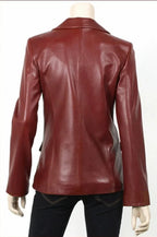 Women's Maroom Original Premium Lambskin Leather Blazer – Two Button Classic Fit