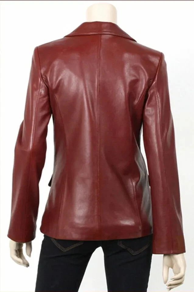 Women's Maroom Original Premium Lambskin Leather Blazer – Two Button Classic Fit