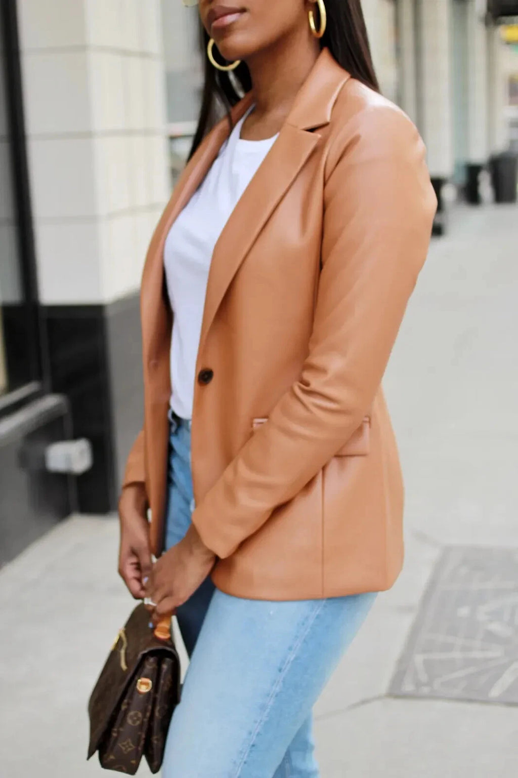 Women's Camel Tan Lambskin Premium Original Leather Blazer – One Button Smart Casual