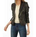 Women's Black Lambskin Original Premium Leather Blazer – One Button Slim Fit