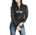 Women's Black Premium Original Lambskin Leather Bomber Jacket