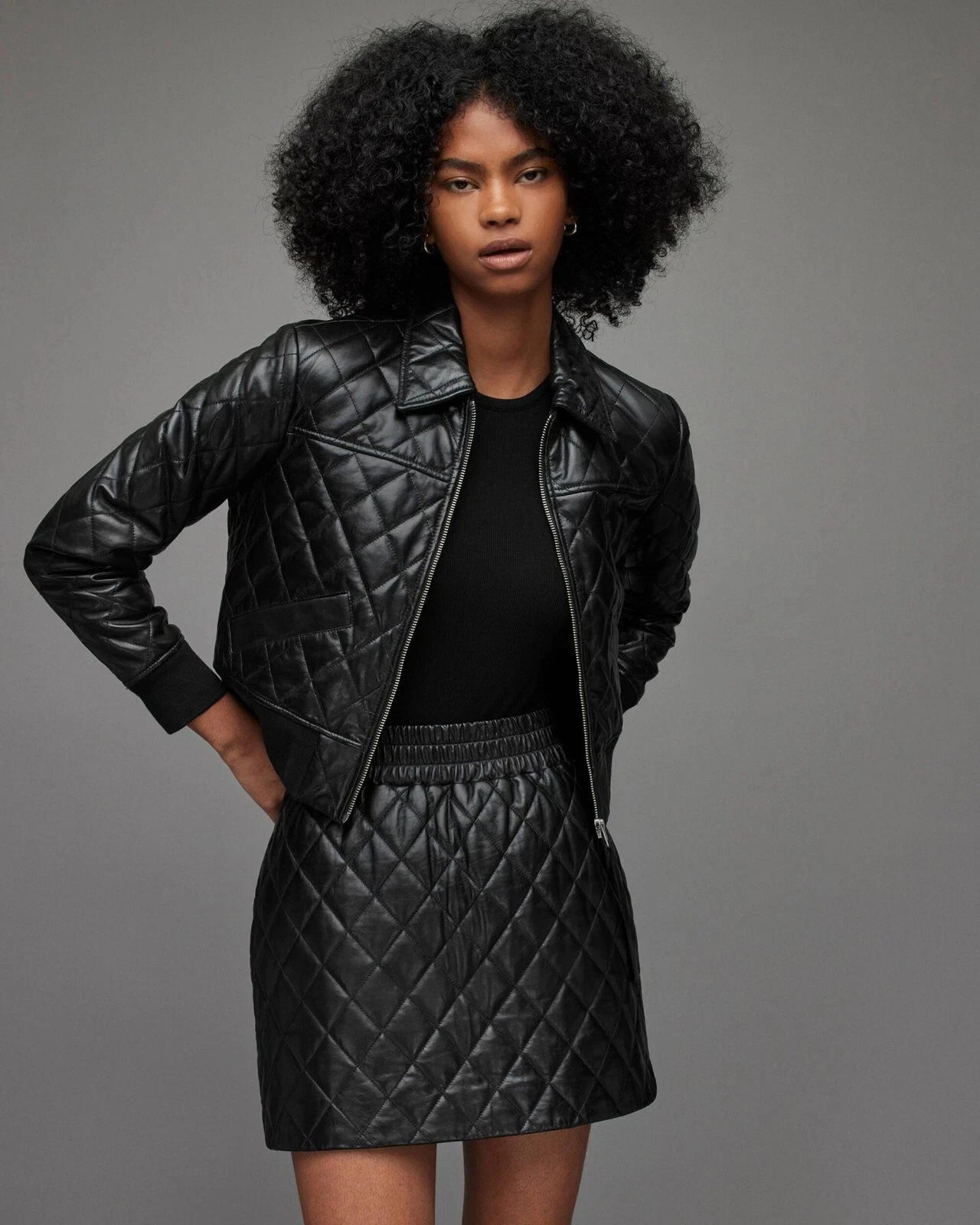 Women's Black Quilted Original Premium Lambskin Leather Slim Fit Jacket