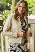 Women's Original Premium Lambskin Cream Leather Zip-Up Slim Fit Jacket